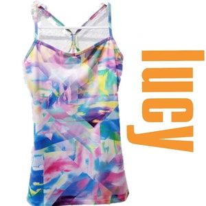 NWOT LUCY Size Small colorful Razor Back with Bra